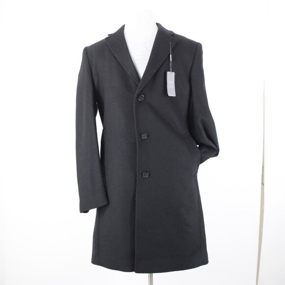 Michael Kors $495 Kavon Sz 42L Black Buttons Lined Wool Nylon Cashmere Coat - Picture 5 of 16